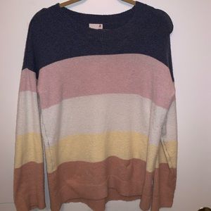 Striped long sleeve sweater.
